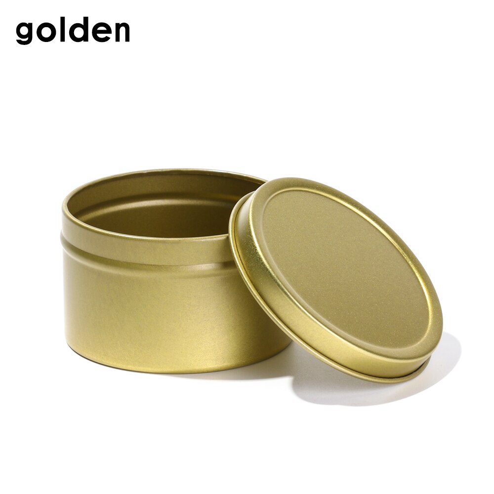 Caja de almacenamiento de 100Ml, frascos redondos de Metal para velas, contenedores vacíos de cera, fabricación de velas, molde para latas, 1 unidad: gold