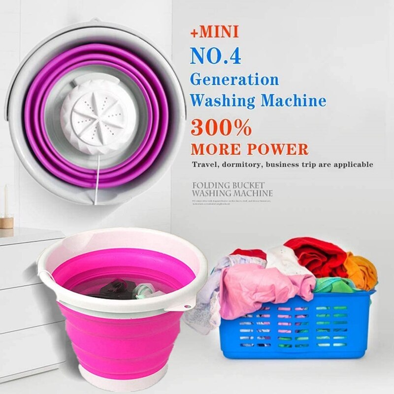 Falten-Badewanne Mini Waschmaschine Ultraschall Reinigung Tragbare Unterlegscheibe Usb Schlafsaal Mini Wäsche Maschine mit Klapp Fass
