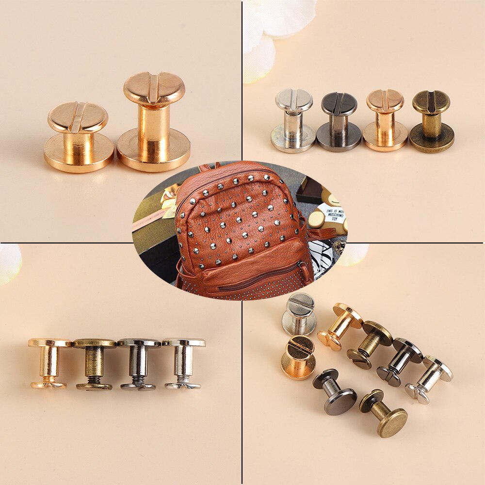 Rivets à vis pour ceinture en cuir, portefeuille, vis en laiton massif, décoration de boutons, bricolage d&#39;ongles, scrapbooking, 10 jeux de 5/6, 5/8mm