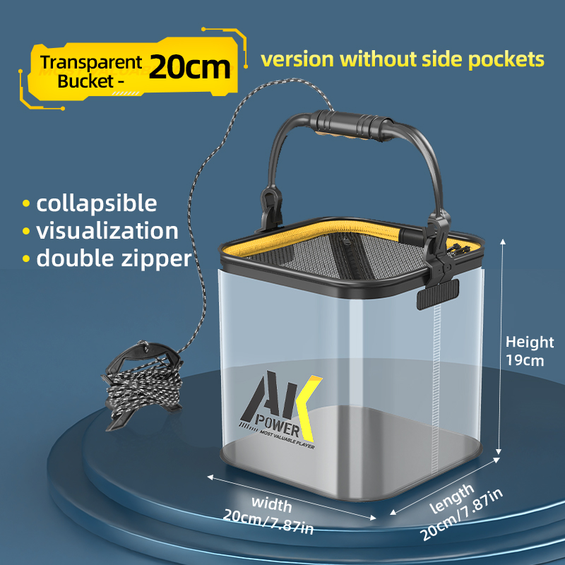 YUZHIYUAN Transparent Fishing Bucket Foldable Multifunctional Live Fish Container Fish Protection Bucket: Golden