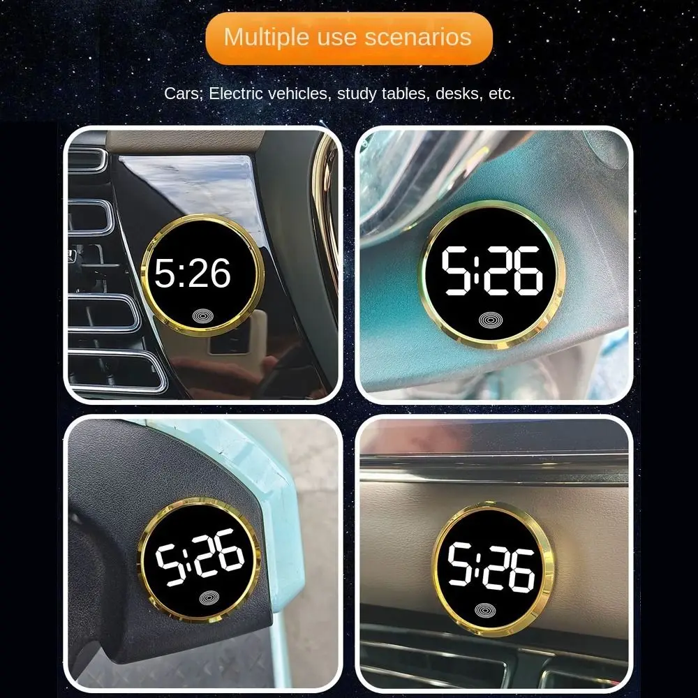 Luminous Clock Touch Type Round LED Electronic Watch Portable Lightweight Digital Clock