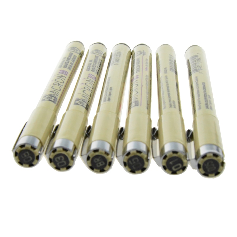 SAKURA PIGMA MICRON Pen Set 6 pcs Drawing Marker Pens with Brush Manga XSDK-6P Japan