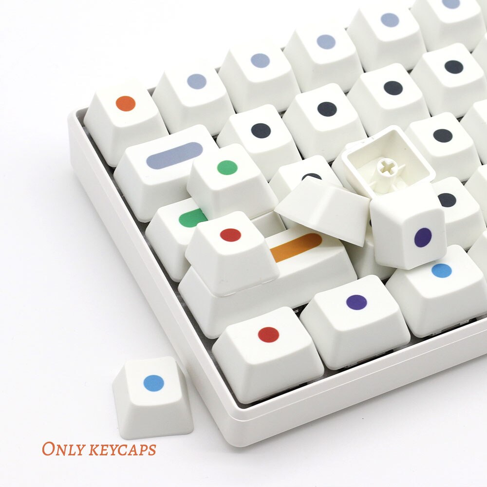 104 Keys/set White Colour Dots Keycaps OEM Profile PBT Key Caps For Gaming Mechanical Keyboard Switch Dye Sublimation Key Cap