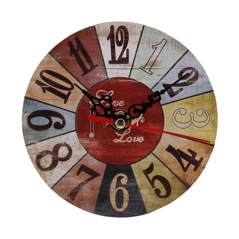 Round Wall Clock Farmhouse Large Wall Clock with Big Numerals Wooden Wall Clock Battery Wall Clock Hanging for Home: 13