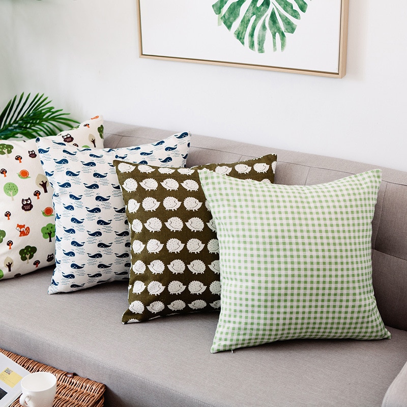 Nordisk bomuld og hør pastoral pude gitter sofa pude sofa bil pude pudebetræk boligtekstil