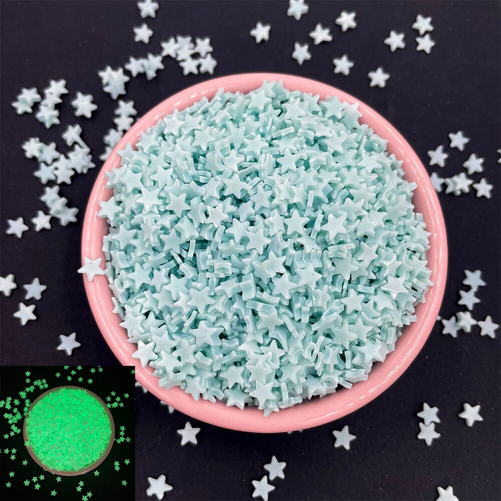 Arcilla polimérica para manualidades, lámina luminosa con forma de luna y estrella, para hacer álbumes de recortes, manualidades, manualidades, arte de uñas, Material de relleno de barro de cristal, 100g: star-light blue