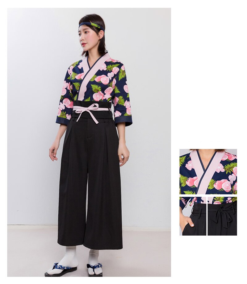 Japanese style Food Service Clothing Woman Sushi Chef Jacket Chef Work Uniform Cook suit female Japanese kimono