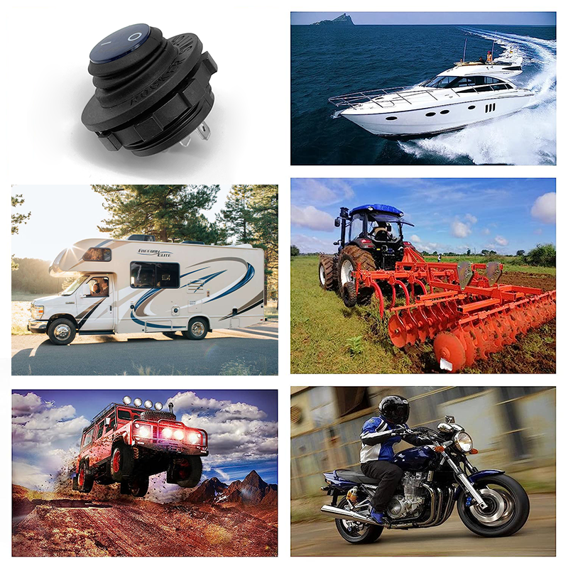 12V Toggle Switch Waterproof LED Lighted Round Rocker Switch Panel SPST 3 Pin Marine On Off Switch for Car Boat RV Truck