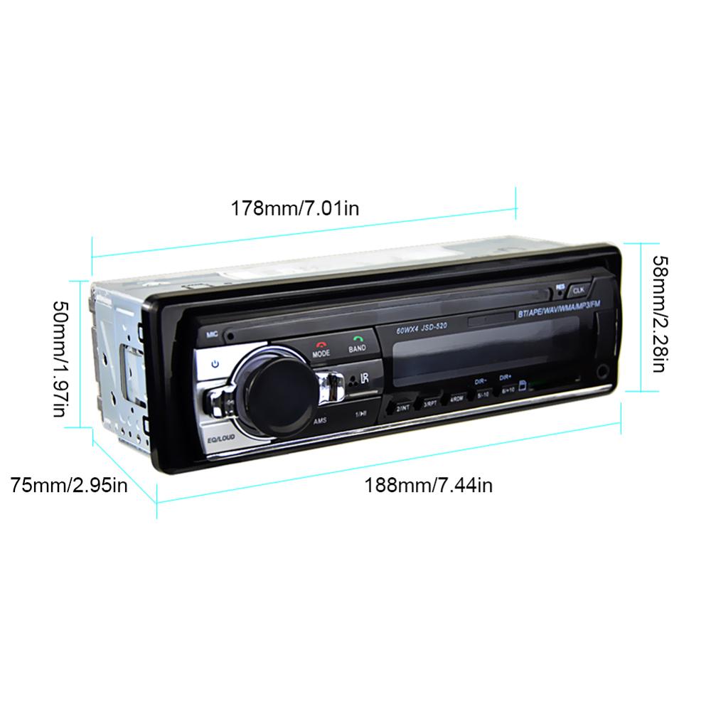 12V 60W Car in Dash Player LCD-VA Screen Music MP3 Player for Car Home Stereo Receiver USB AUX Inputs Bluetooth FM Radio Player