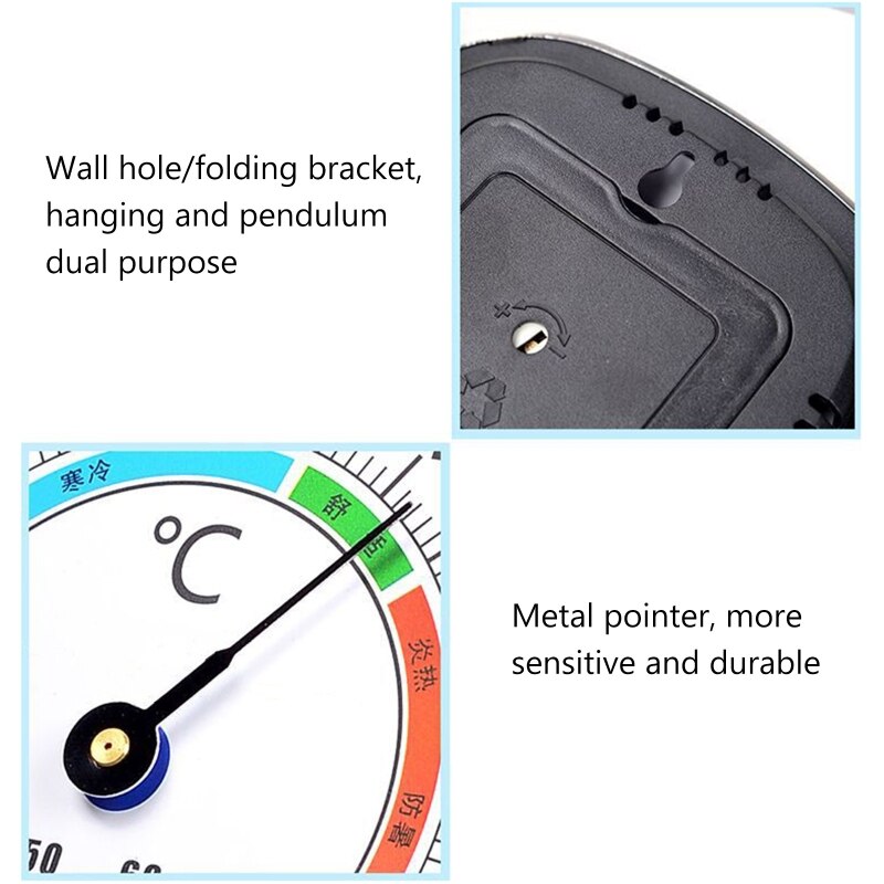 Thermometer and Hygrometer Analog Humidity Gauge Temperature Monitor Indoor Outdoor Wang Hang &amp; Stand NO BATTERY NEEDED