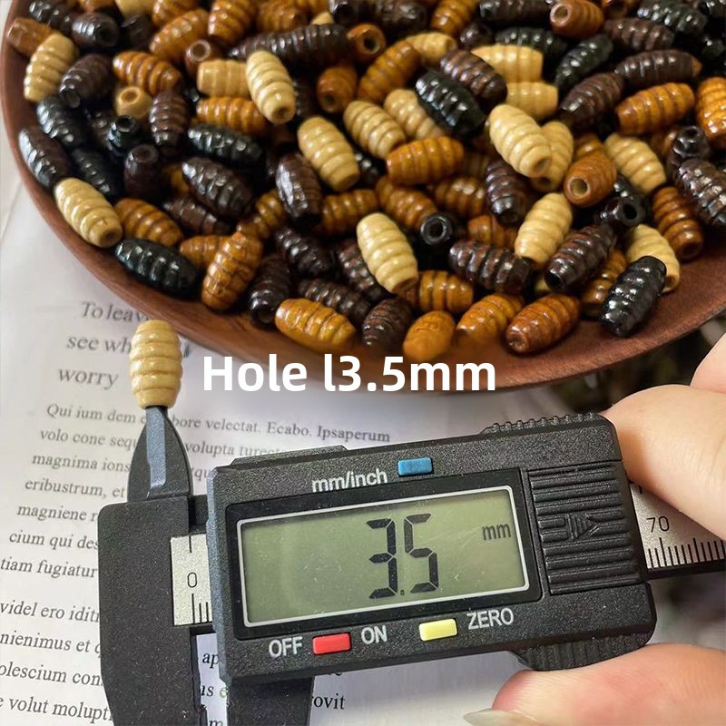 100 Stück 8 x 12 mm geschnitzte längliche Holzperlen mit See DIY Armbinde Halskette Schmuck Bastelbedarf