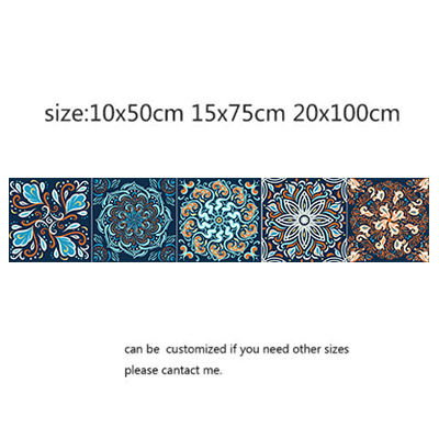 Mandala autoadhesivo árabe, pegatinas de pared, Anti aceite, impermeable, azulejos de imitación, cocina, decoración de baño, arte de pared: 1 / 20x100cm