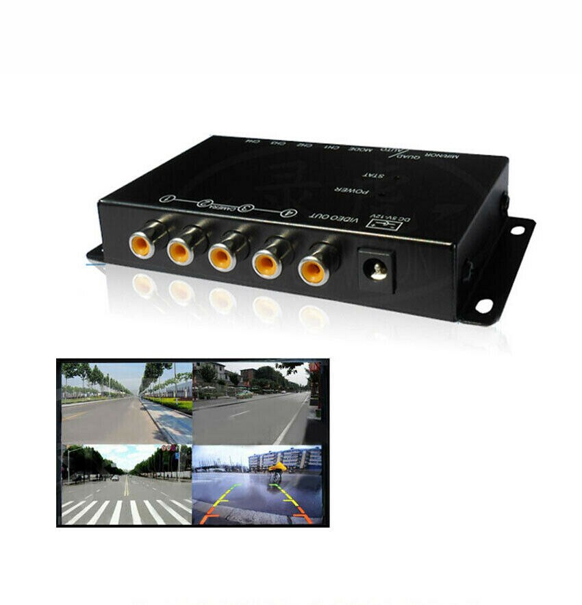 360 ° overvågning 4-- vejs parkeringsudsigt kamerabillede split-screen kontrolboks sæt 4 visning video switch