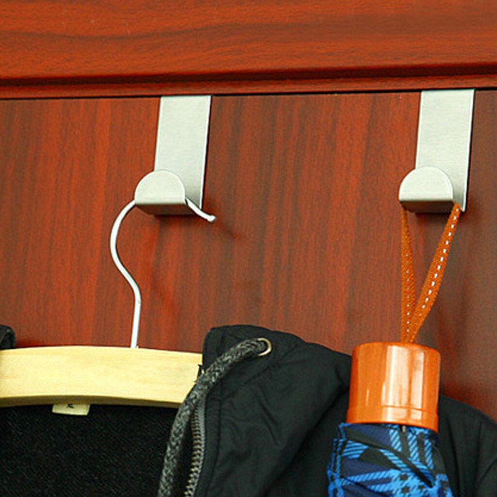 Eco Friendly 6PCS Over Door Hook Stainless Kitchen Cabinet Clothes Hanger Organizer Holder Summer super products