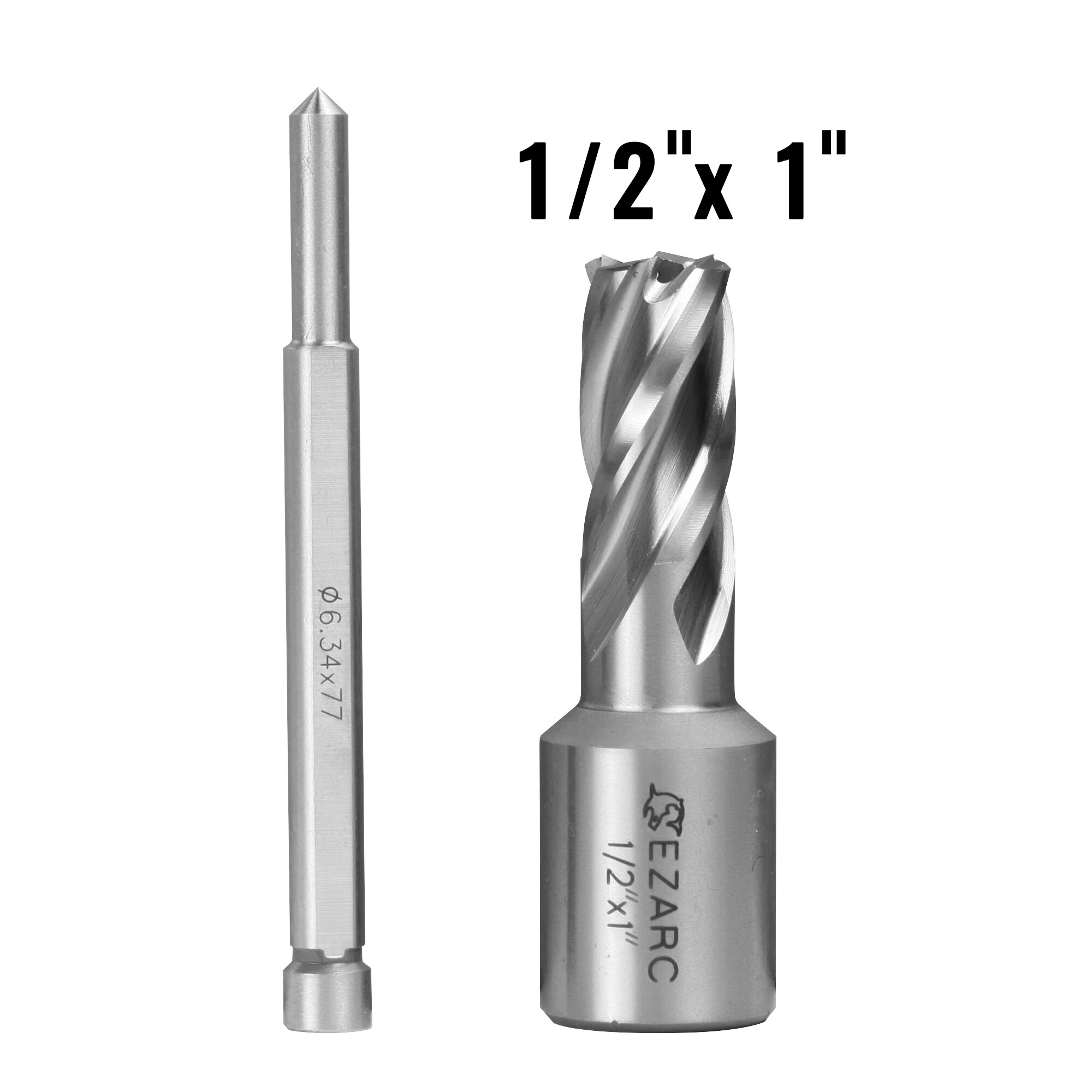 EZARC HSS Annular Cutter, 1-Inch Cutting Depth for Metal Stainless Steel Drilling Fits Magnetic Drill Press Include Pilot Pin: 12.5mm Cut Diameter