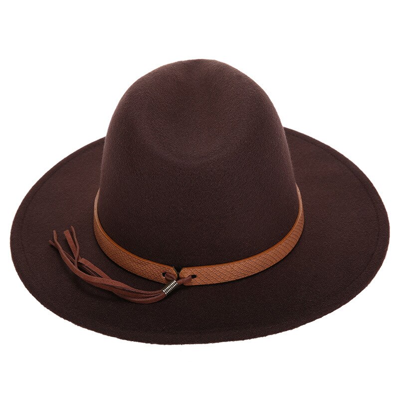 Autumn and winter retro fedora men's and women's universal solid color snake leather belt classic church hats bowler jazz man
