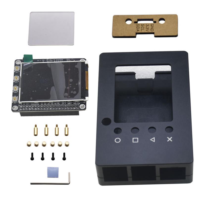 Aluminum Case With 2.4 inch LCD Screen With 6 Keyboards and Remote IR For Raspberry Pi 4B/3B/2B/B+/A High PPI 2.4'' TFT Display