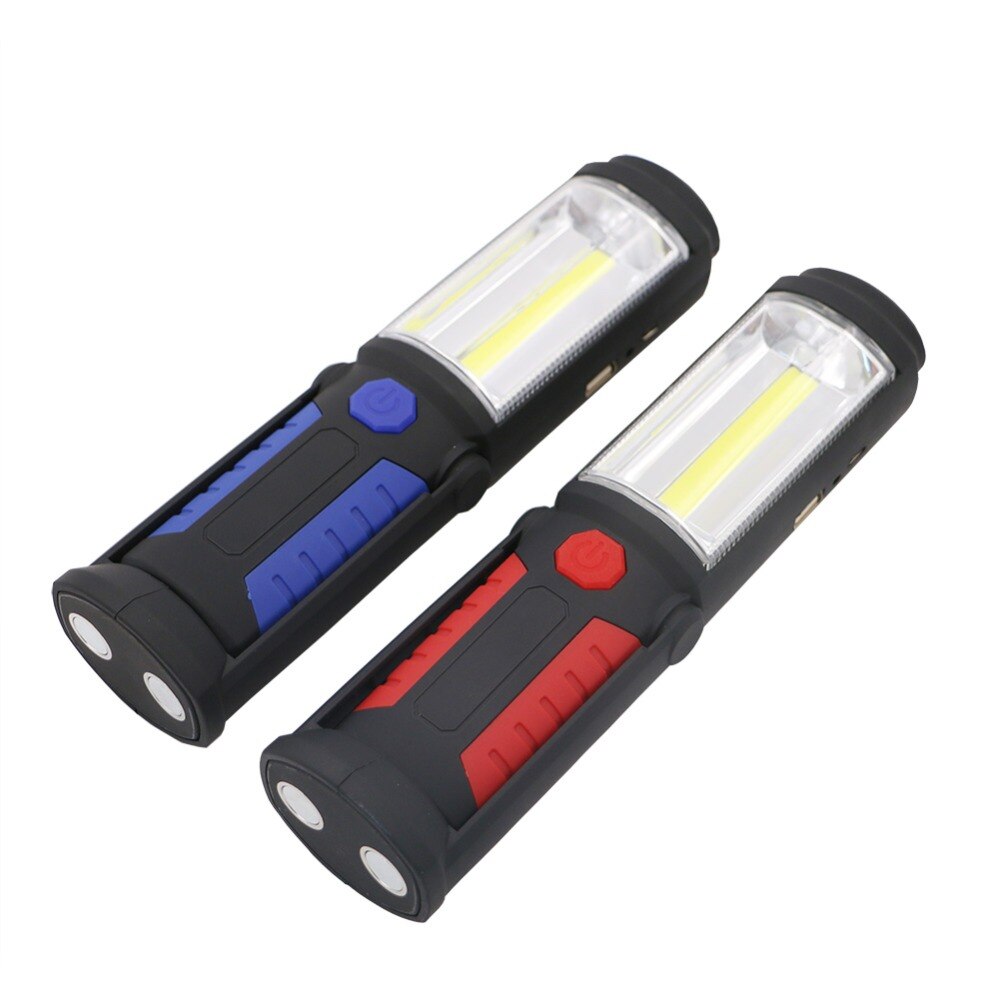 Portable COB LED Flashlight USB Rechargeable Torch Work Light Magnet Emergency Camping Lamp With Built-in Battery Magnet Hook