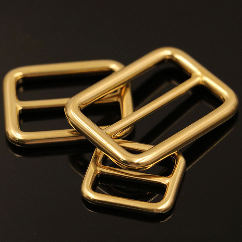 1 x Solid Brass Rectangular Adjuster Buckle Cast Tri Glide Slide Backpack Strip webbing leather craft Bag Shoulder Strap Belt