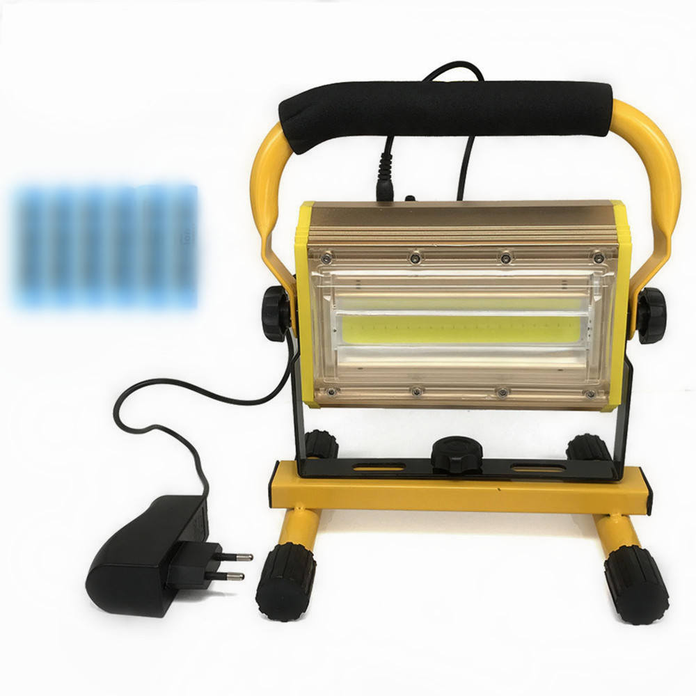 Puissant 100W LED lumière de secours lampe d'inondation projecteur 100W COB LED extérieur jardin Portable lampe avec 6x18650 batterie et chargeur