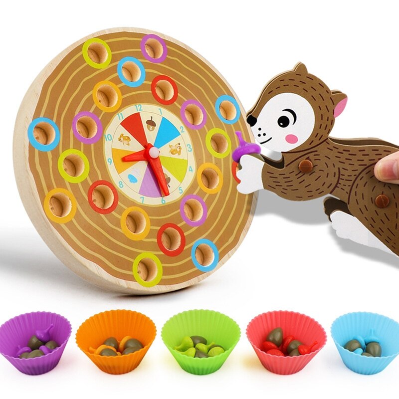 Squirrel Picking Acorn Game Color Classification Multiplayer Game Puzzle Fun Toy For Boys Girls 3-10 Years Old