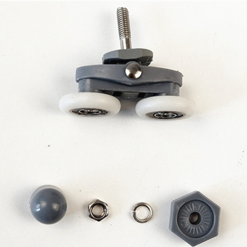 Rouleau de porte de douche, Double roues, poulies supérieures inférieures, roues de porte coulissante, cabines, coureurs, kit de remplacement de salle de bains 18-27mm
