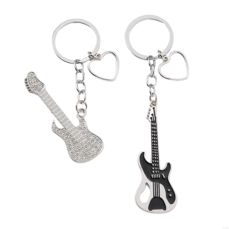 62ke Hingestones Keychain guitare Keychain Sophistiqué Metal Keyring Handmade Key Chain Pender pour les guitaristes les