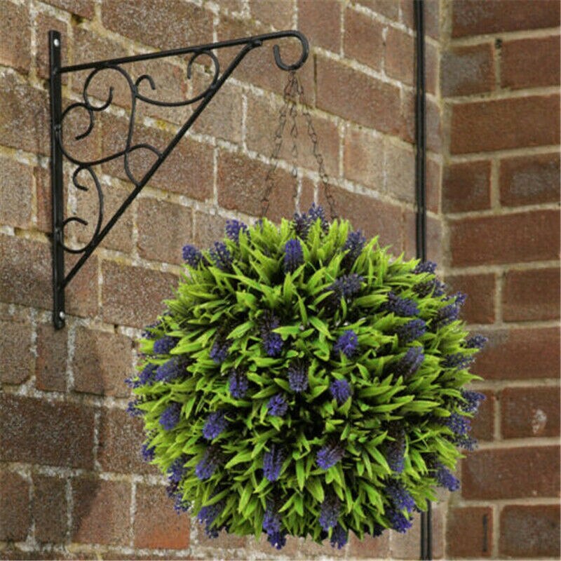 Artificial Purple Lavender Hanging Topiary Ball Flower Plant Decor Basket Pot 30cm