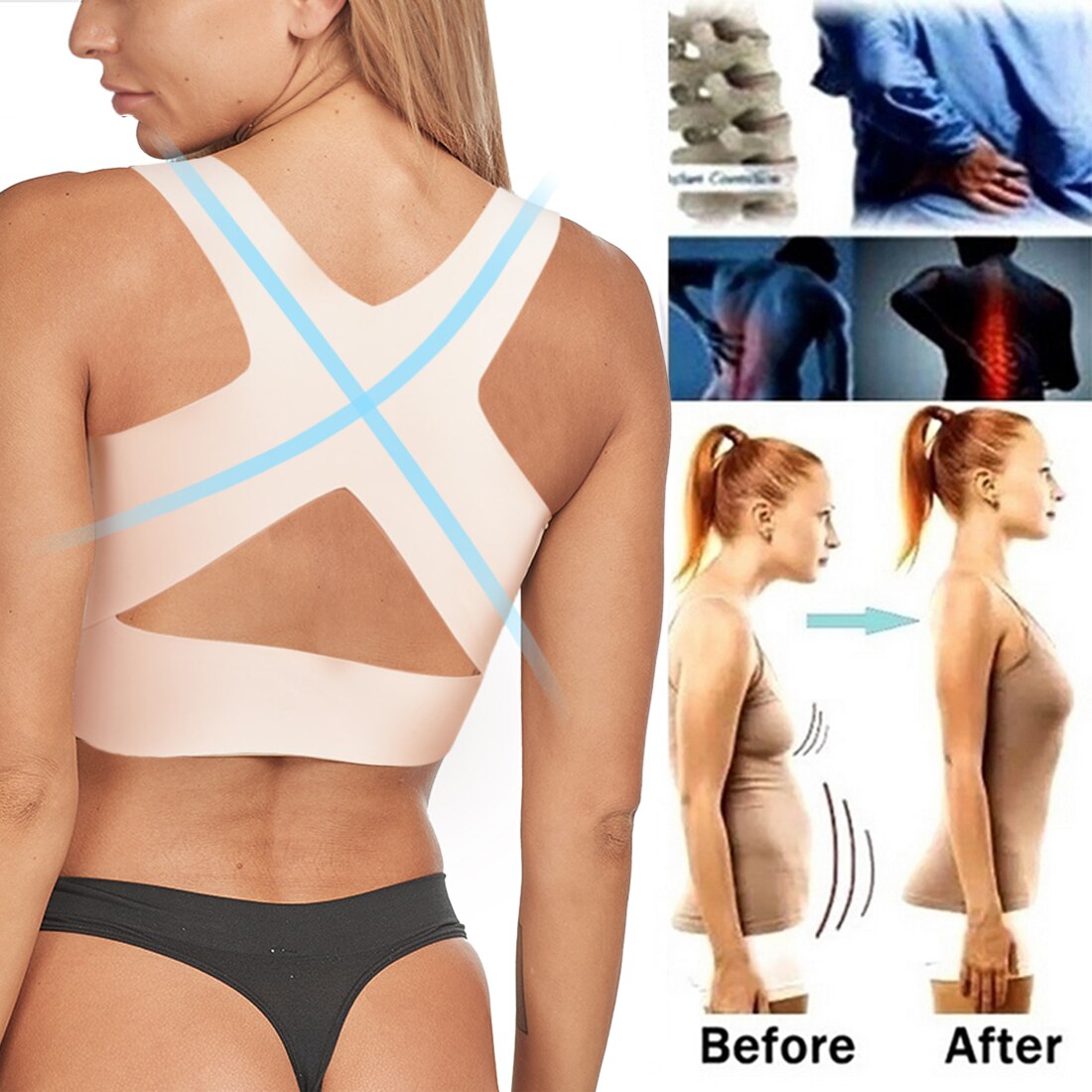Houding Corrector Ondersteuning Beha Voor Vrouwen Terug Ondersteuning Shapewear Borst Brace Up 2 In 1 Schouder Lumbale Correctie Gezondheidszorg firm