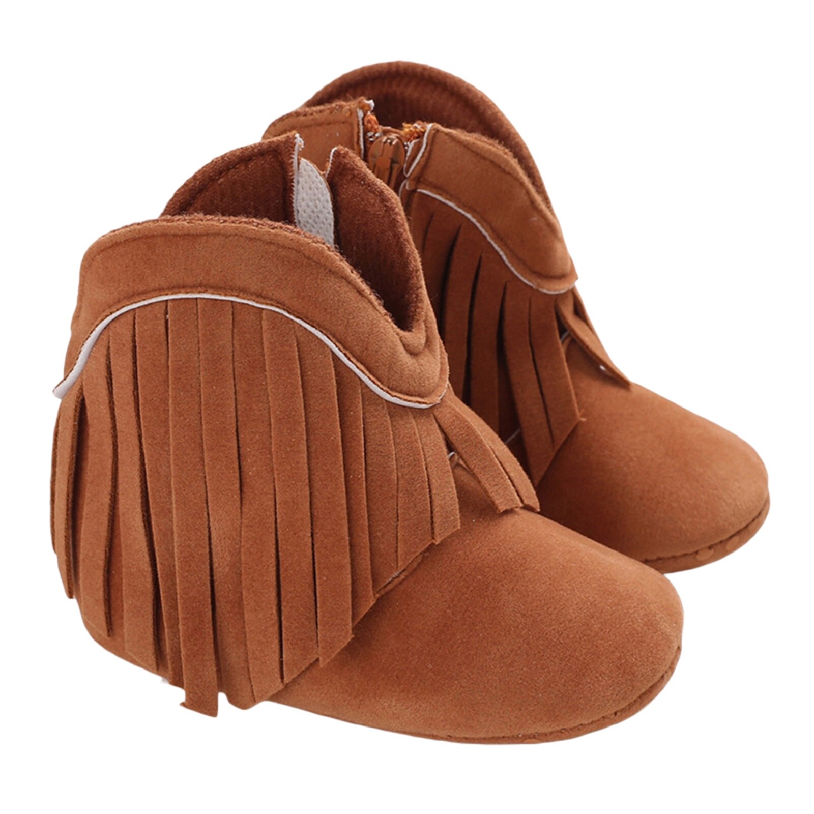 Bottes de neige pour filles, chaussures d'hiver à la , en coton, chaudes, avec pompon, pour bébés, premiers pas: Kaki / 0-6 mois