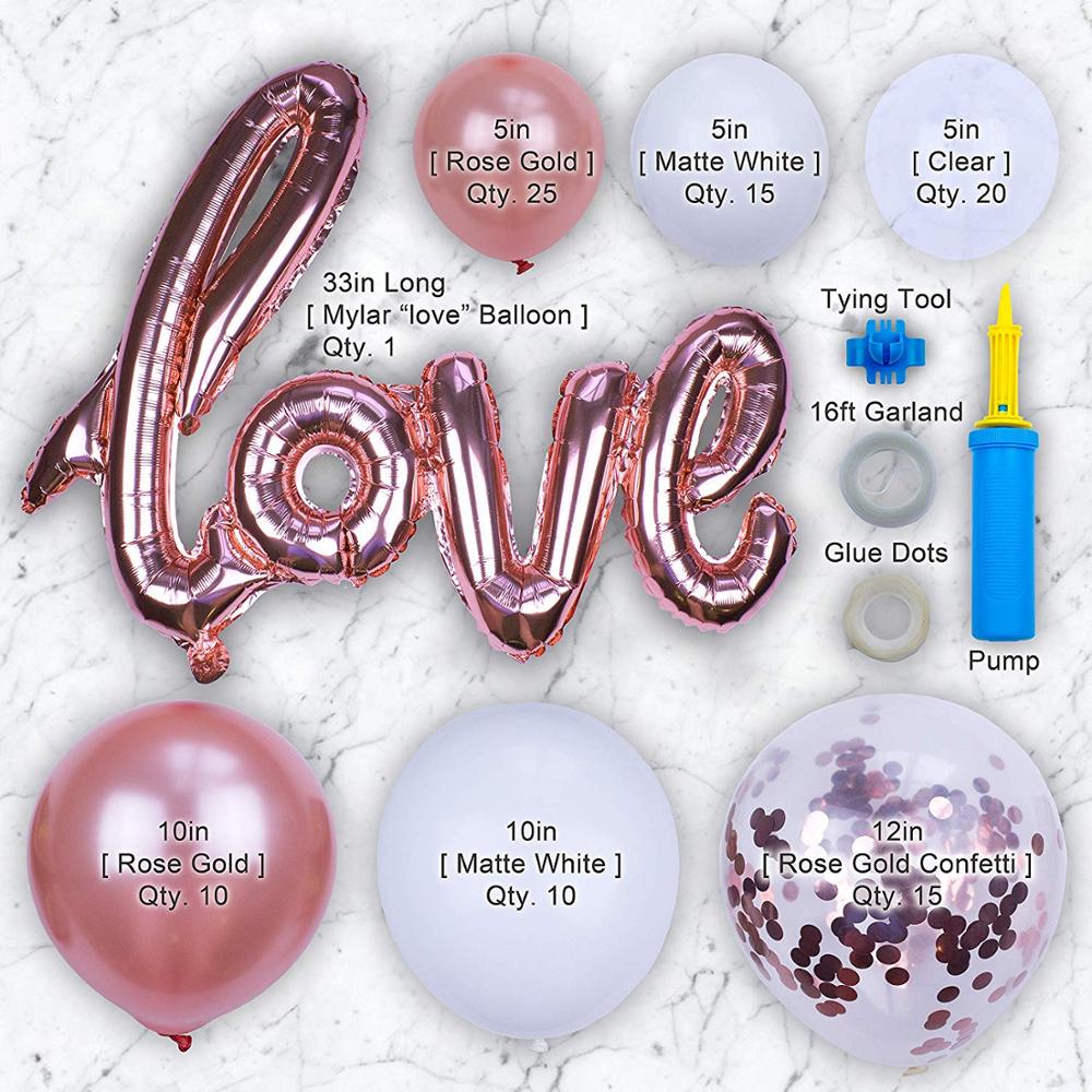 Ballon Boog Guirlande Kit Liefde Rose Goud Confetti Clear Ballonnen Accessoires Voor Bruiloft Baby Shower Bachelorette Engagement