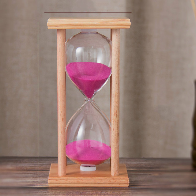 Reloj de arena nórdico de madera para niños, reloj de arena con temporizador, decoración para el hogar y la Oficina, adorno artesanal: Rosa / 5min