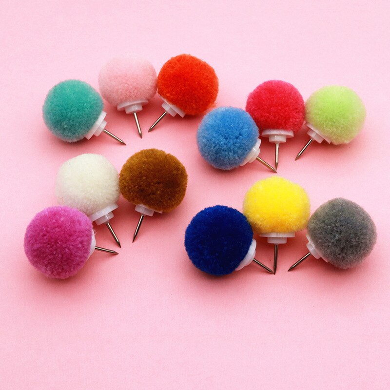 50pcs Decorative Standard Pin Cute Fur Ball Thumbtack Decorative Thumbtack Pushpins INS Decorative Painting Pin Push Pins Tacks