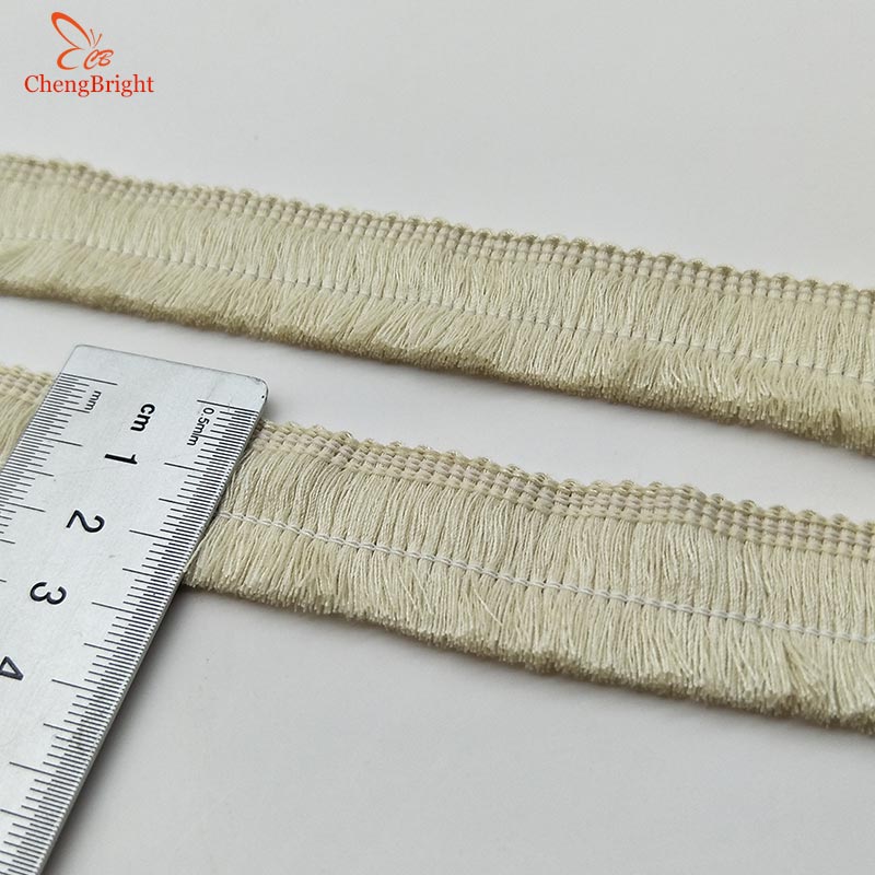 CHENGBRIGHT-frange en dentelle garniture frange | 1 cour 2.5cm de large, garniture frange, pour robe latine, vêtement de scène, accessoires dentelle, ruban: Beige
