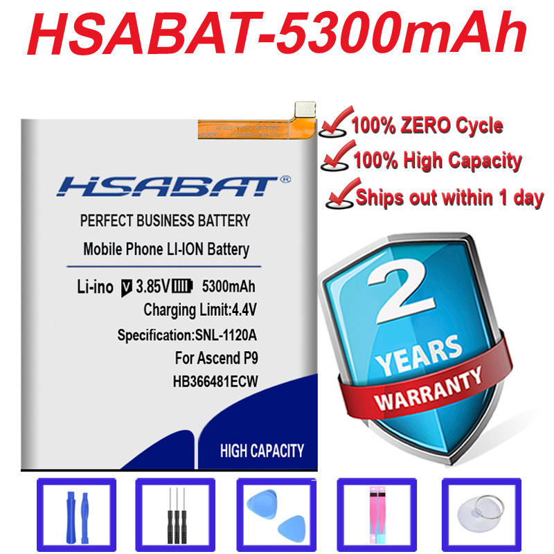 HSABAT 5300mAh HB366481ECW for Huawei P9 5C(P9 9 G9 P10 p20 Lite) G9 Honor 8 /Honor 8 Lite/ Y6 II honor 6c pro v9 play Battery