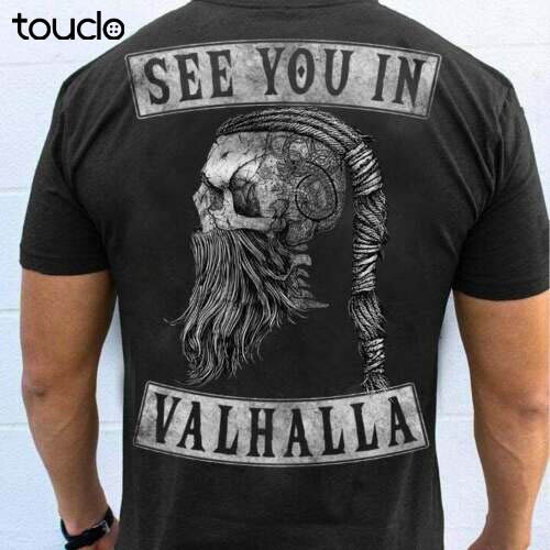 Viking Schedel Zie Je In Ragnar.Valhalla T-shirt Zwart Katoen S-3XL: Xl