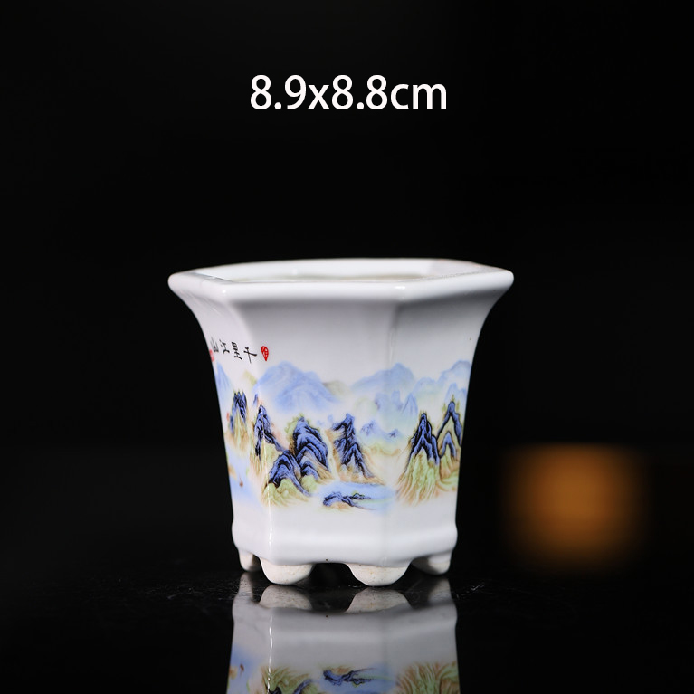 Kina yixing keramisk blomsterpotte innendørs dekorasjon kinesisk landskapsmaleri vase skrivebord pustende grønnsaker bonsaipotter