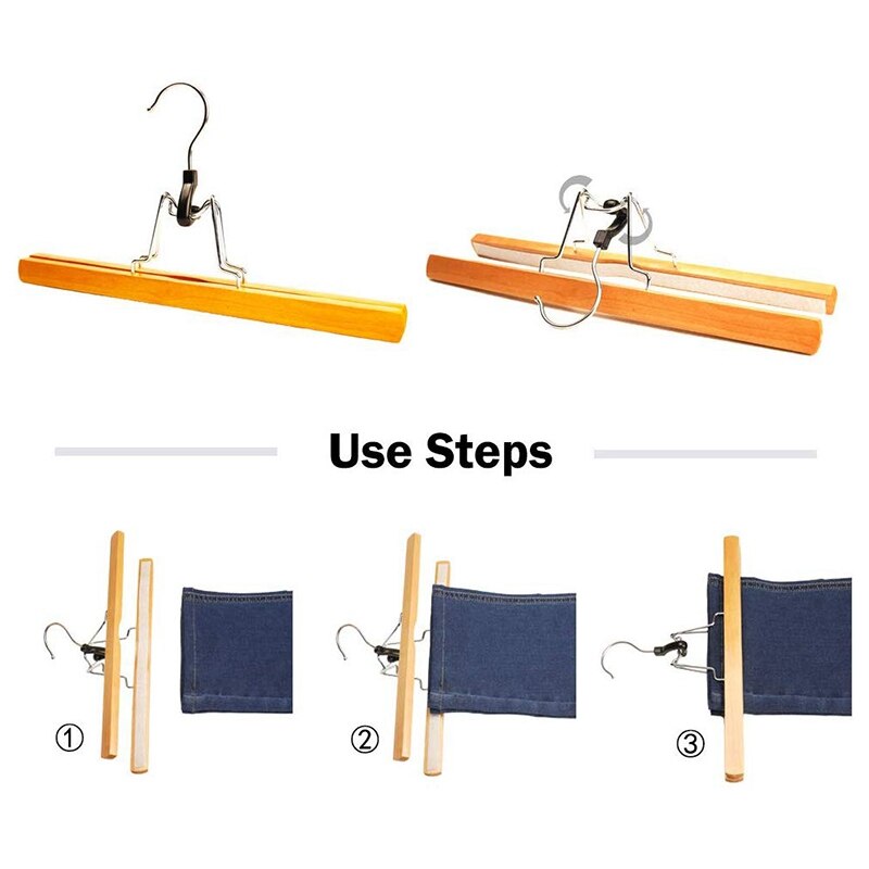 8 Stuk Houten Serie Slack Hangers Antislip Houten Broek Hangers Met 360 Graden Rotatie Anti-Roest Haak clip Hangers Voor Broek
