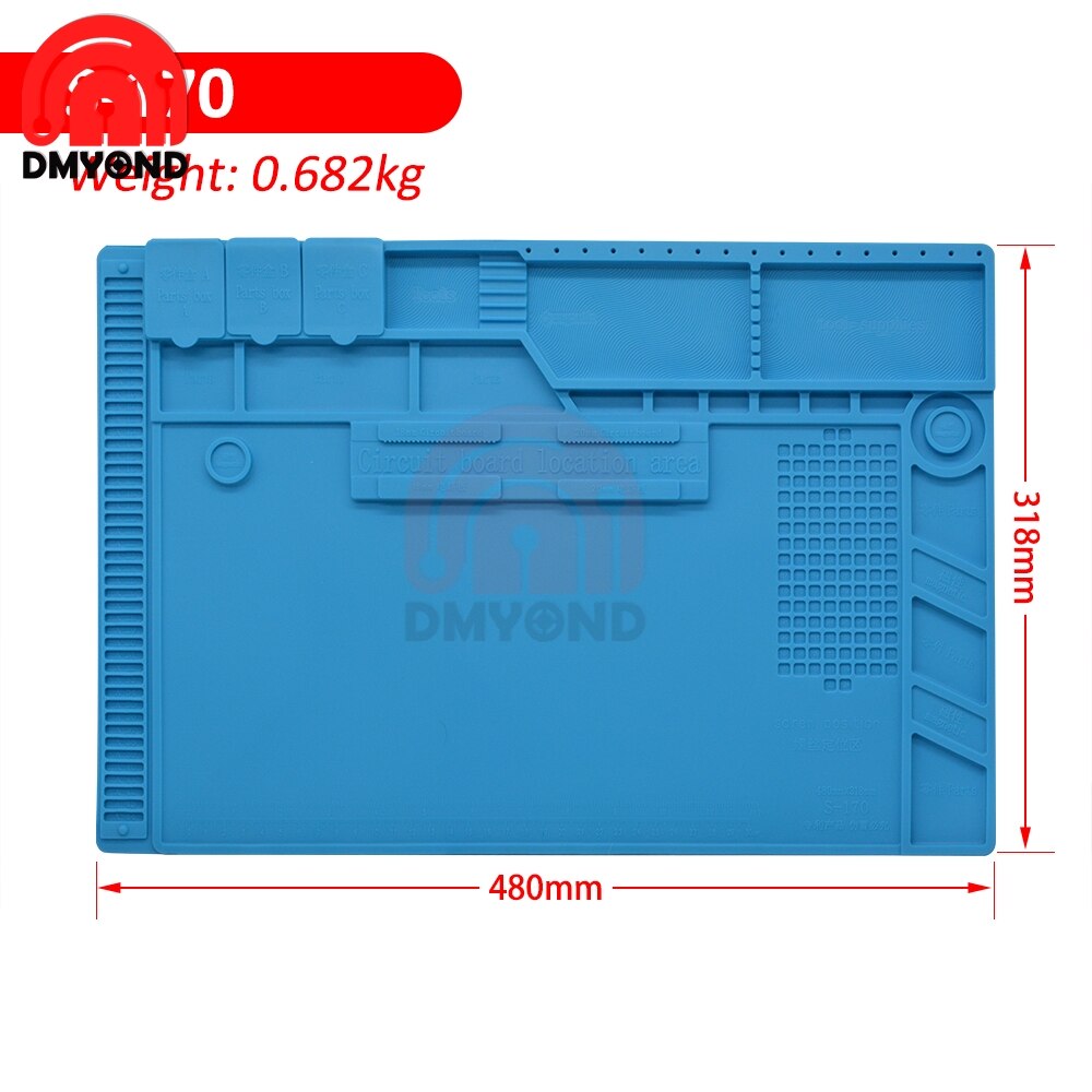 ESD Heat Insulation Working Mat Heat-resistant BGA Soldering Station Repair Insulation Pad Silicone Pad Maintenance Platform: S-170