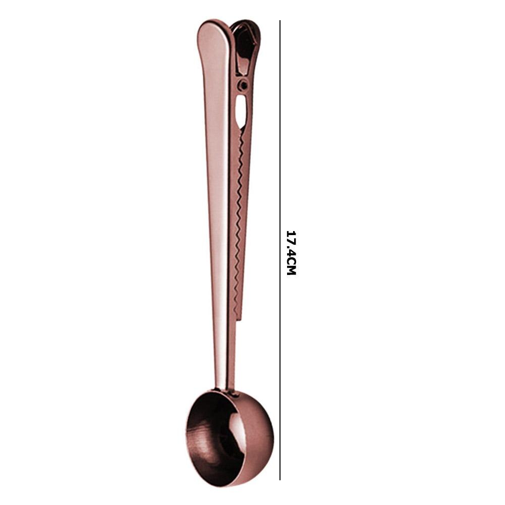 Multifunctional Stainless Steel Coffee Measuring Scoop Scoops with Bag Seal Clip Beautiful More and Health: D