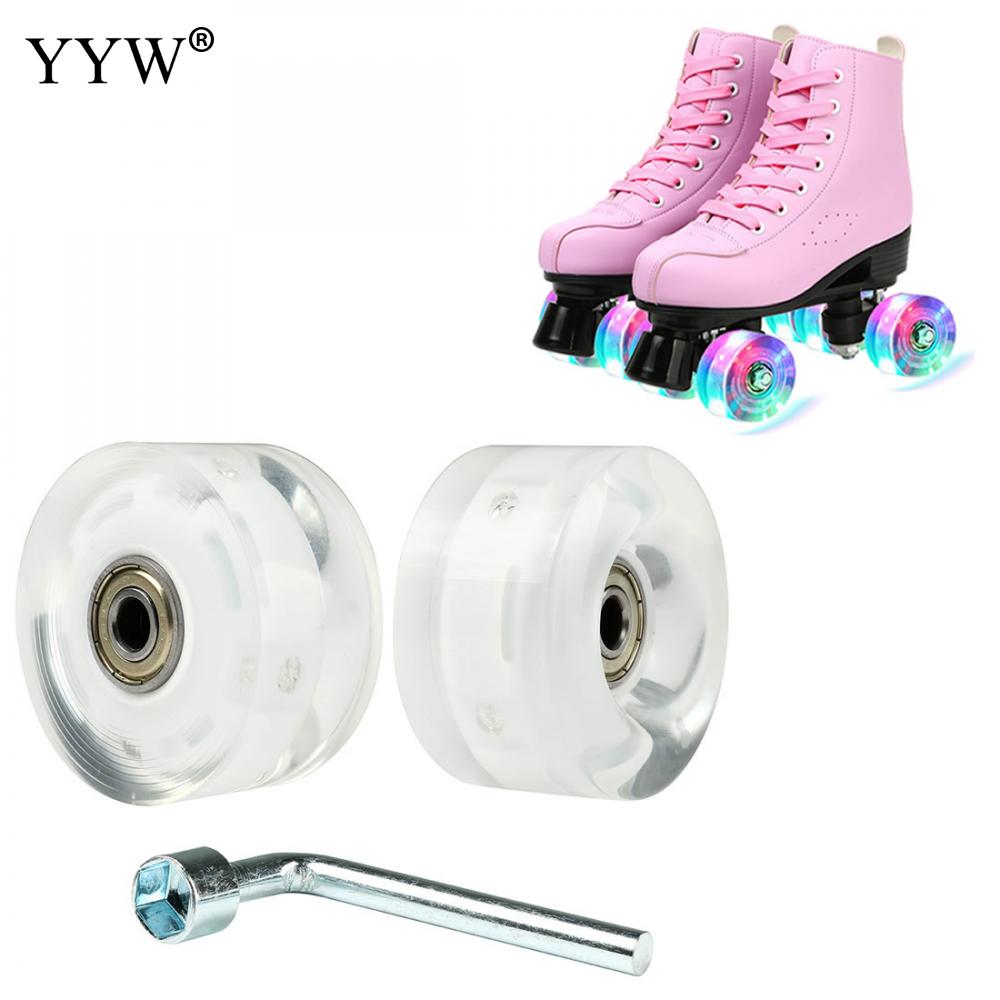 2pcs Pu Wheels Polyurethane 82a Hardness 58 x32mm Ball Bearings Tool Quad Roller Skates Skateboard Light Up Wheels Accessories: shining wheel
