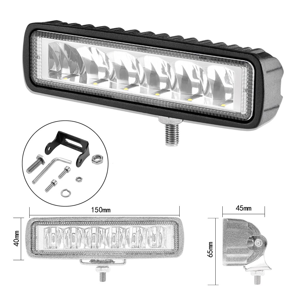 Aebey-faros LED para motocicleta, luz de trabajo de 30W, 12-24V, para coche, camión, barco, Tractor, remolque, todoterreno