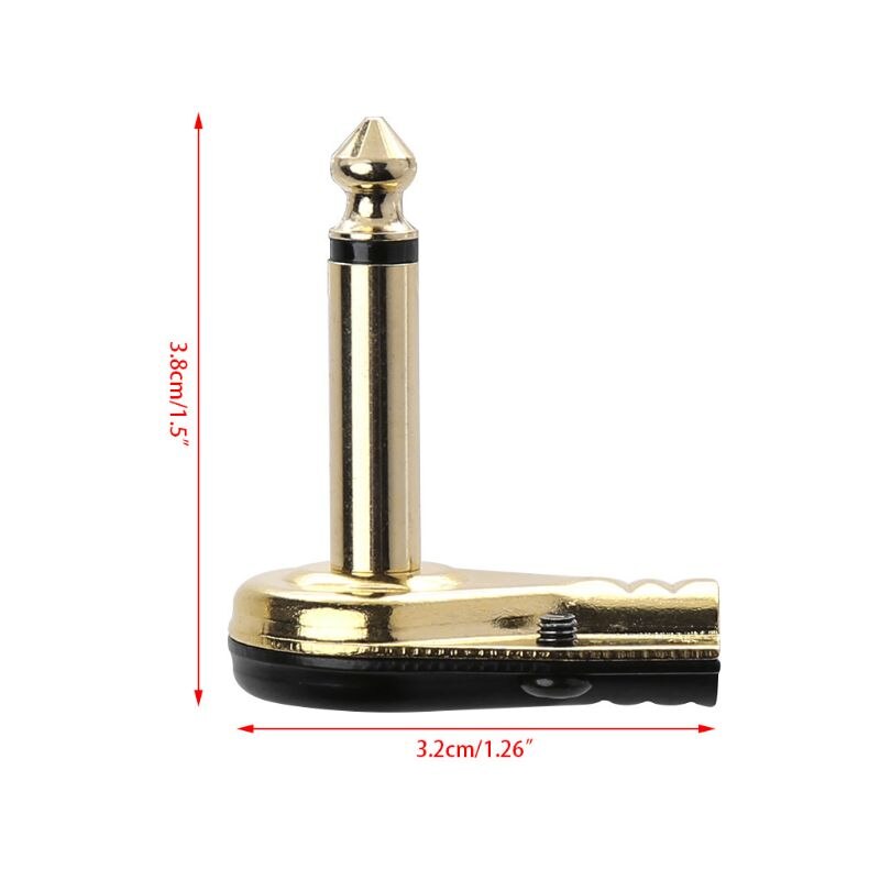 Conector Mono Jack de ángulo recto, 1/4 ", 6,35mm, Conector de Pedal de efectos de guitarra macho plano R66E