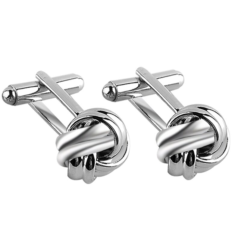 rond soie noeud boutons de manchette couleur argent or hommes chemise boutons de manchette pour hommes femmes Spinki mâle manchette bijoux: Style 1 Silver