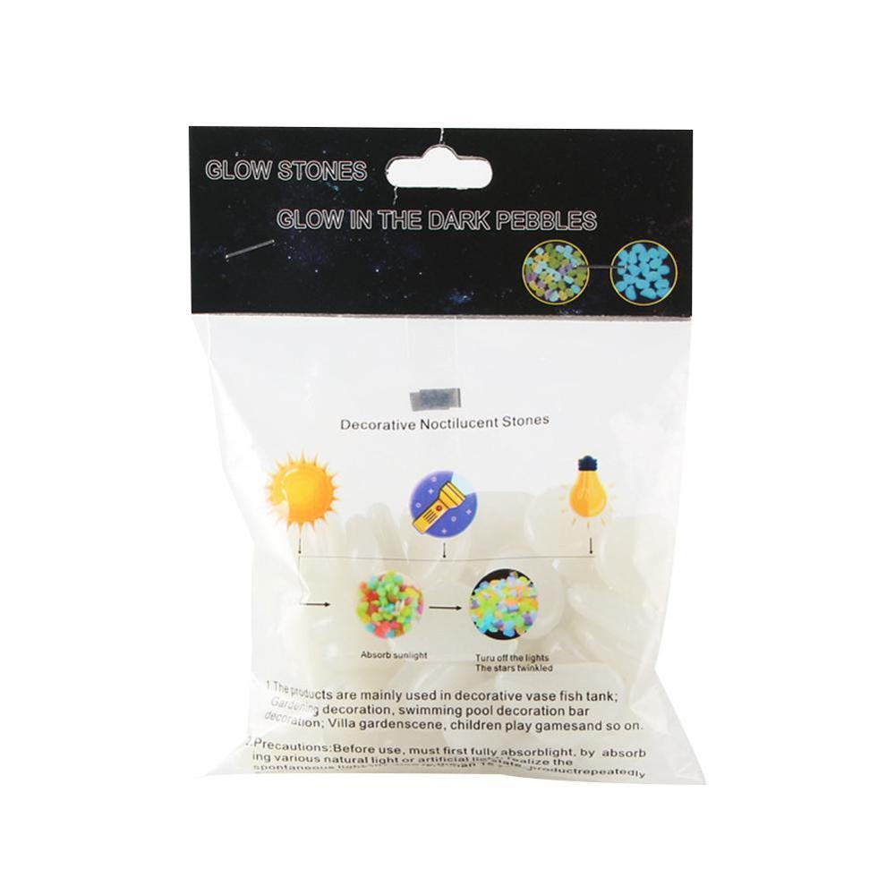 Trädgårdsinredning självlysande stenar lyser i mörkt dekorativa småstenar tankdekoration akvariumblandning fisksten utomhusstenar färg: Vit