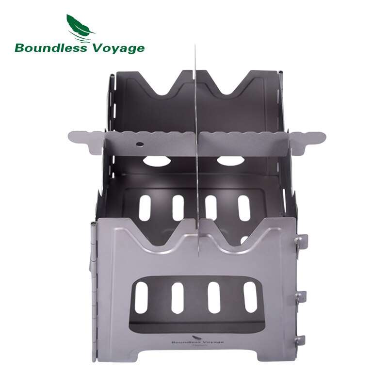 Boundless Journey-estufa portátil plegable de titanio para exteriores, hornillo de madera con soporte para olla, horno de carbón para acampar, Ti2009C