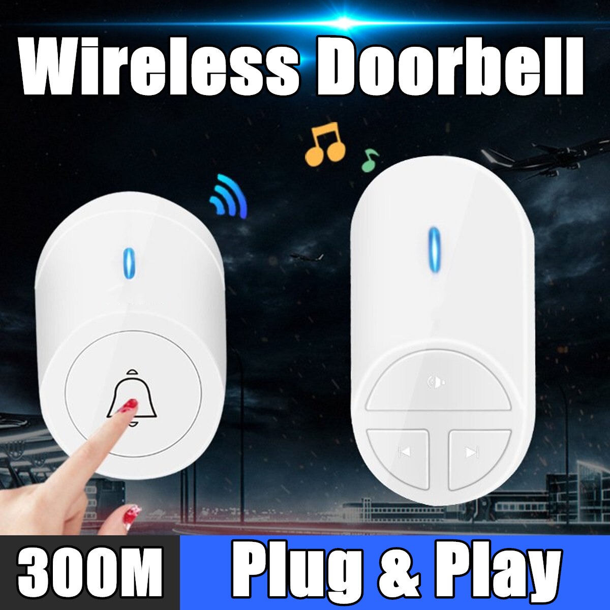 5 Level Wireless Smart Home Doorbell Kit Intelligent Home Security Doorbell Adjustable 300M Remote US Plug Smart Door Bell
