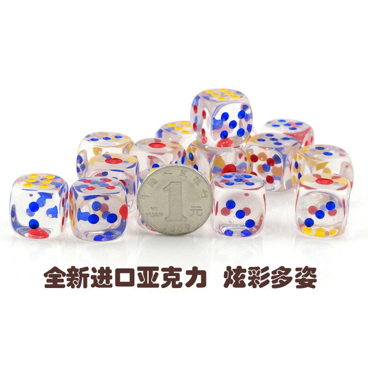 20 Mm Crystal Dice Acrylic Transparent Dice Color Points Dice Transparent Dice Game Accessories
