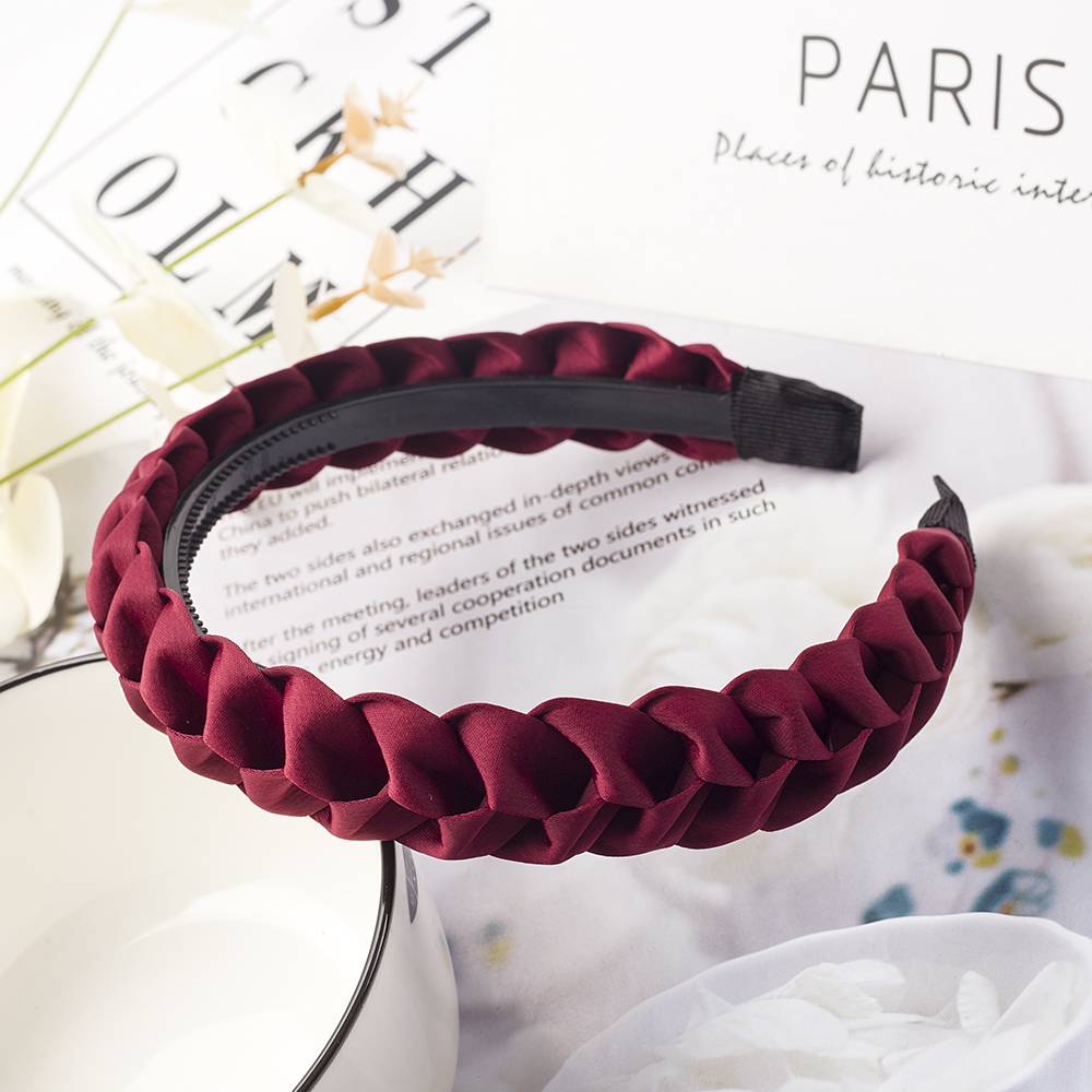 Cinta de pelo trenzada para niña y mujer, cintas elásticas para el cabello, antideslizantes, diademas tejidas a la , accesorios para el cabello con bisel: Gris