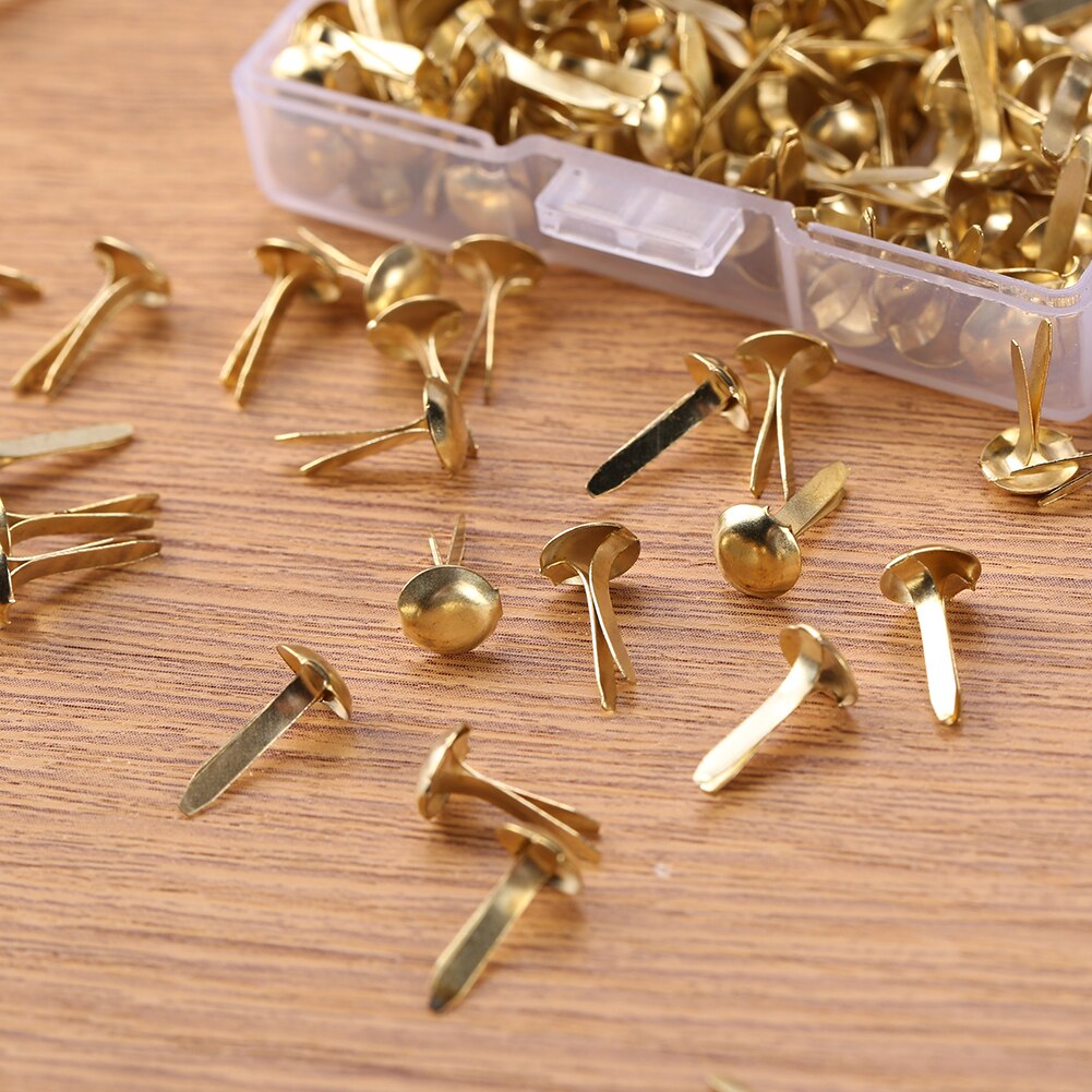 200pcs Mixed Round Scrapbooking Embellishment Fastener Brads Metal Crafts For Diy Handicrafts Decoration Nail Wallet Decor